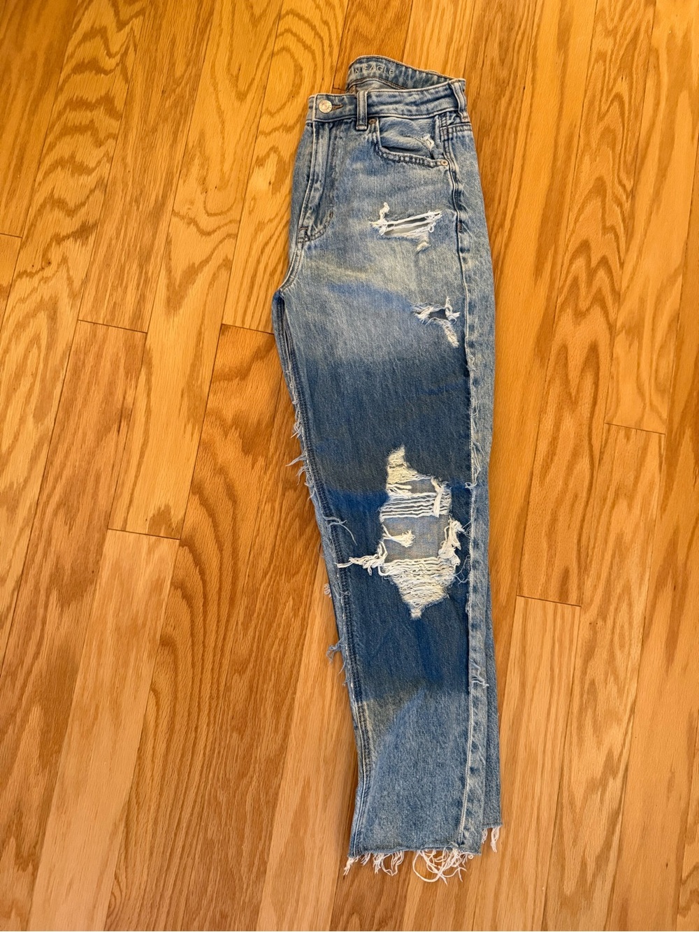 American Eagle Outfitters Light Blue Very Distressed Boyfriend Jeans - size 6